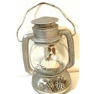St. Nicholas Square Silver Lantern Winter Snowglobe Musicbox, Joy to the World